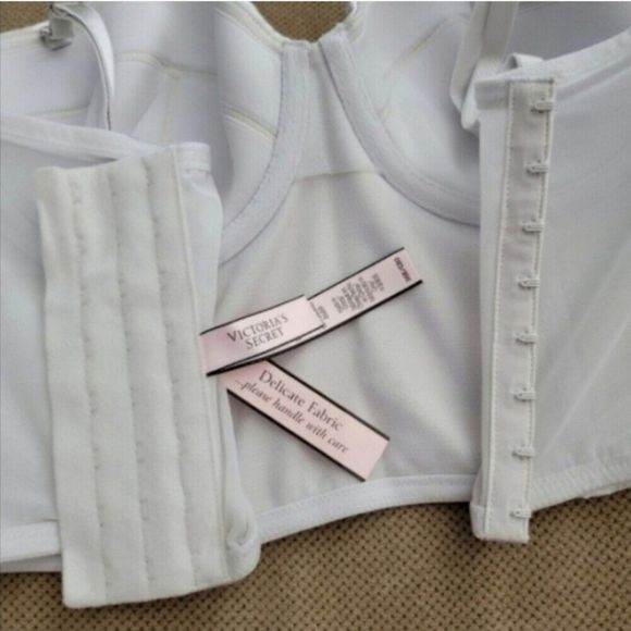 Victoria's Secret Cropped Bustier Pearl White Silver 36B - Picture 4 of 5